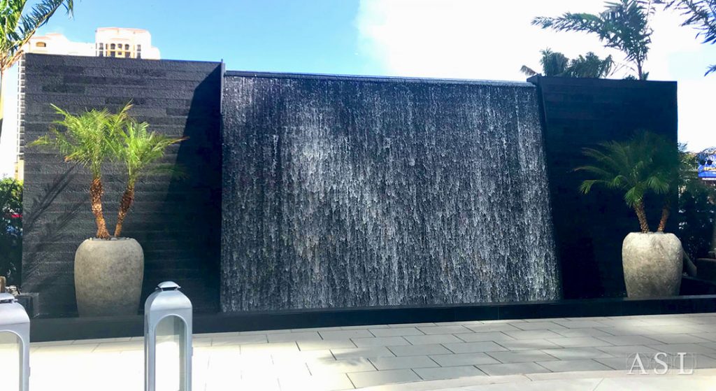 ASL Stone sourced black granite for this water wall designed by Hobbs + Black Associates.