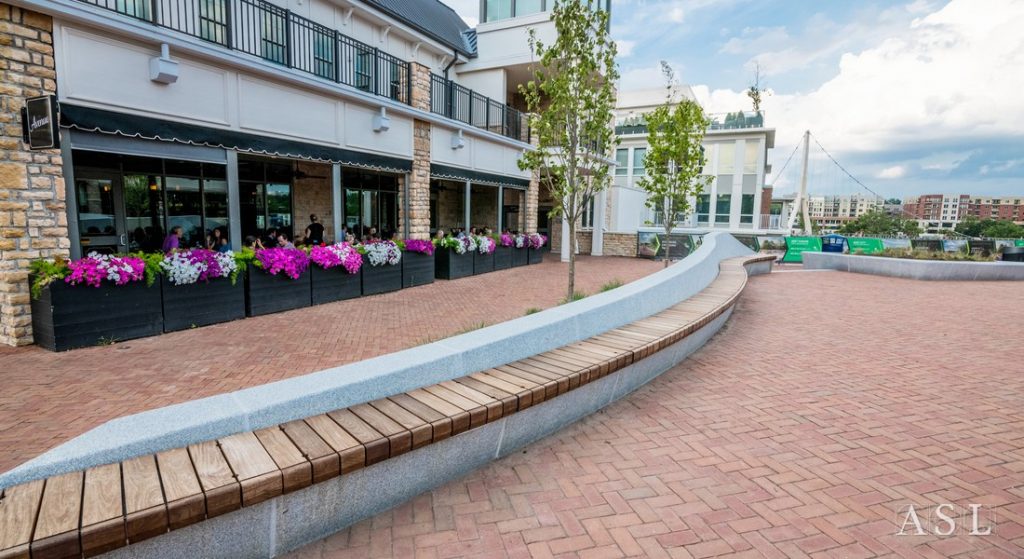 One element of many in a major redevelopment project, our monolithic serpentine benches, shaped planters and treads achieved the architect’s highest goals.